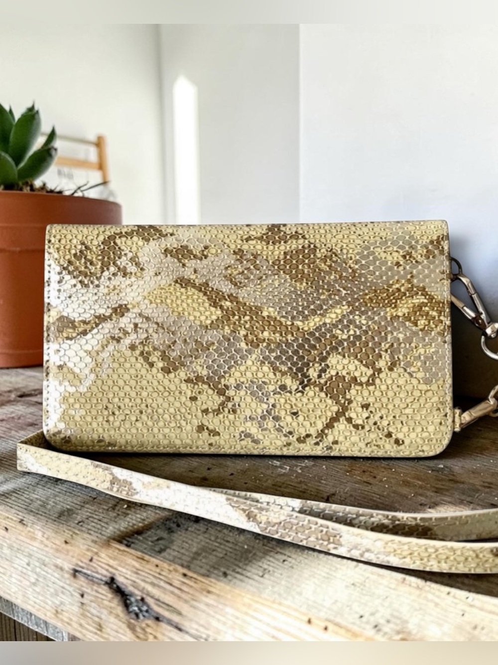 Simply Southern Metallic Gold Snake-Texture Wallet Crossbody